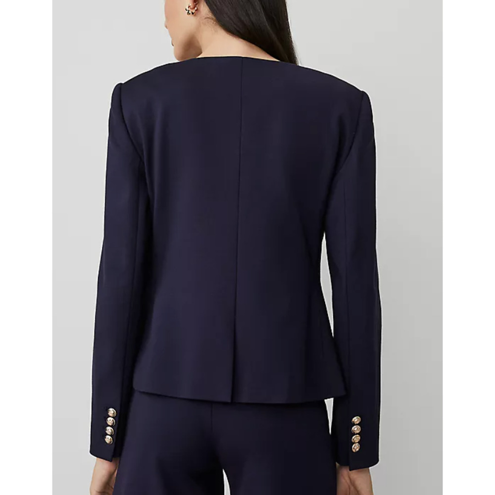 NEW ANN TAYLOR NIGHT SKY BLUE PONTE CREW NECK JACKET SZ 10 - Picture 2 of 5